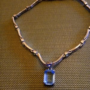 Swarovski crystal necklace with a aqua center stone
